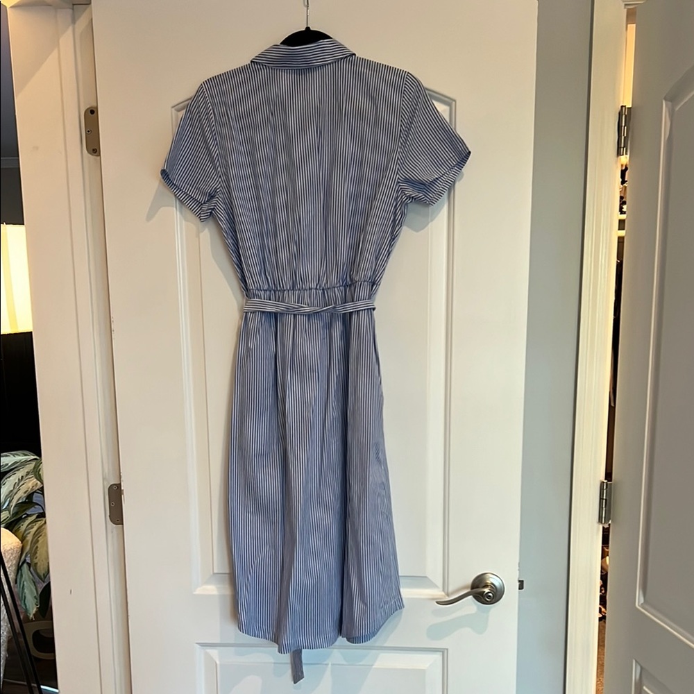 I.Crew Factory Blue Striped Shirt Dress - Picture 2 of 3